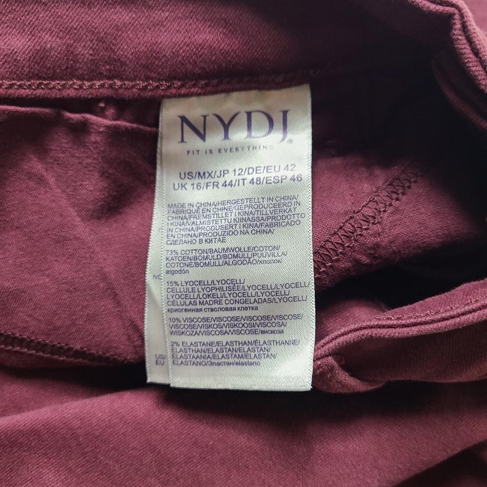 NWT NYDJ marilyn straight burgundy jeans - Picture 7 of 9